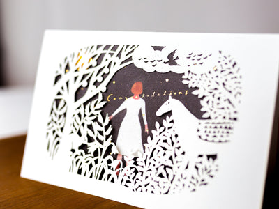 Laser-cut card card -Forest Story-