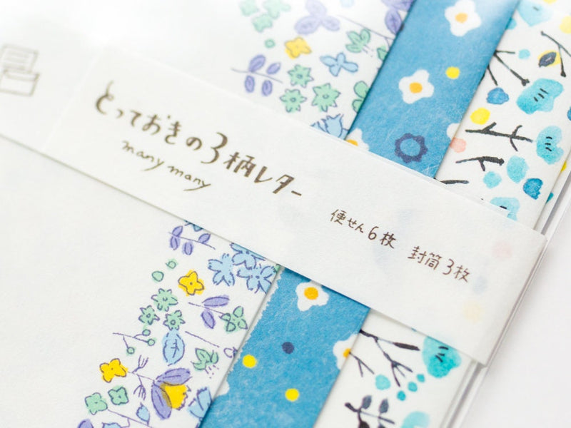 Washi letter set -blue flowers-