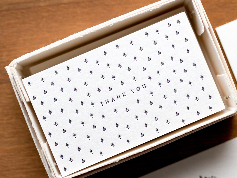LetterPress Thank you card box -Black-, 30 cards of 7 various pattern