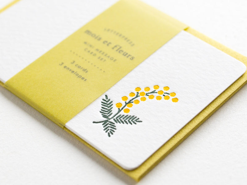 mini message card set -mois et fleurs "mimosa"-