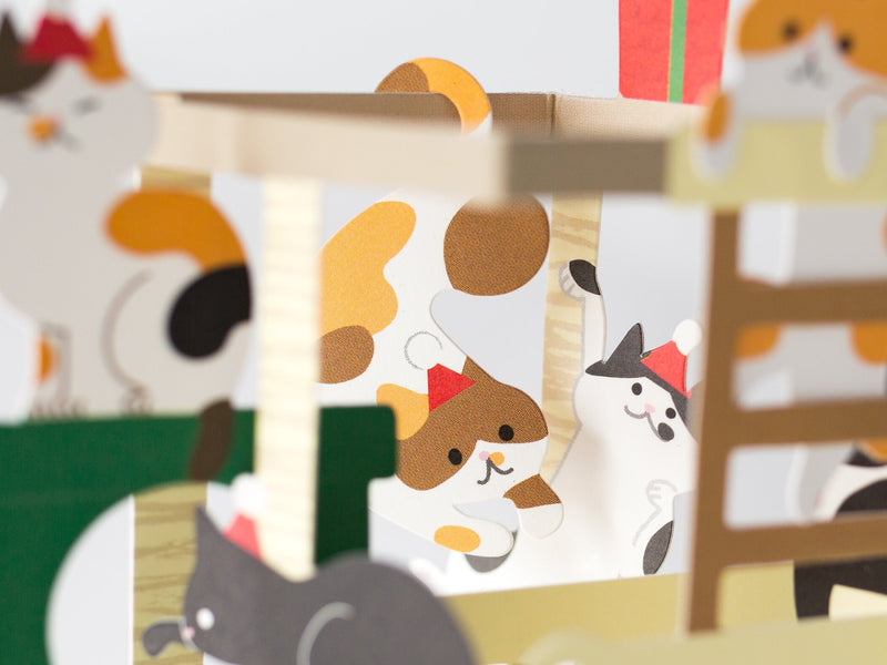 3D greeting card "Christmas card -cat tower-