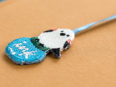 Long-tailed tit embroidery bookmarker
