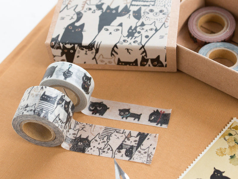 Tiny washi tape set in a small box -cats-