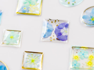 Hard gel 3D sticker -Flowers bloom "Blue"-