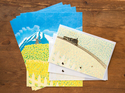 Translucent  Scenery Letter set -train in the canola flower field-