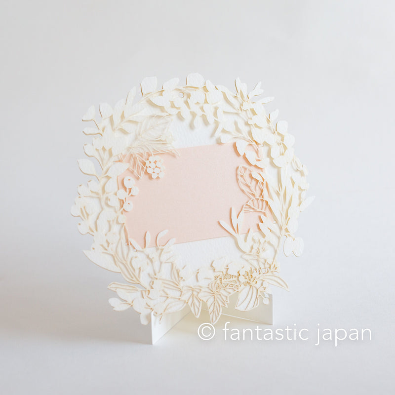 laser-cut Greeting Card  -Wreath white-