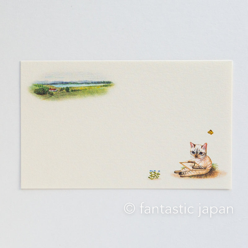 Pottering Cat mini message card -cat holiday-