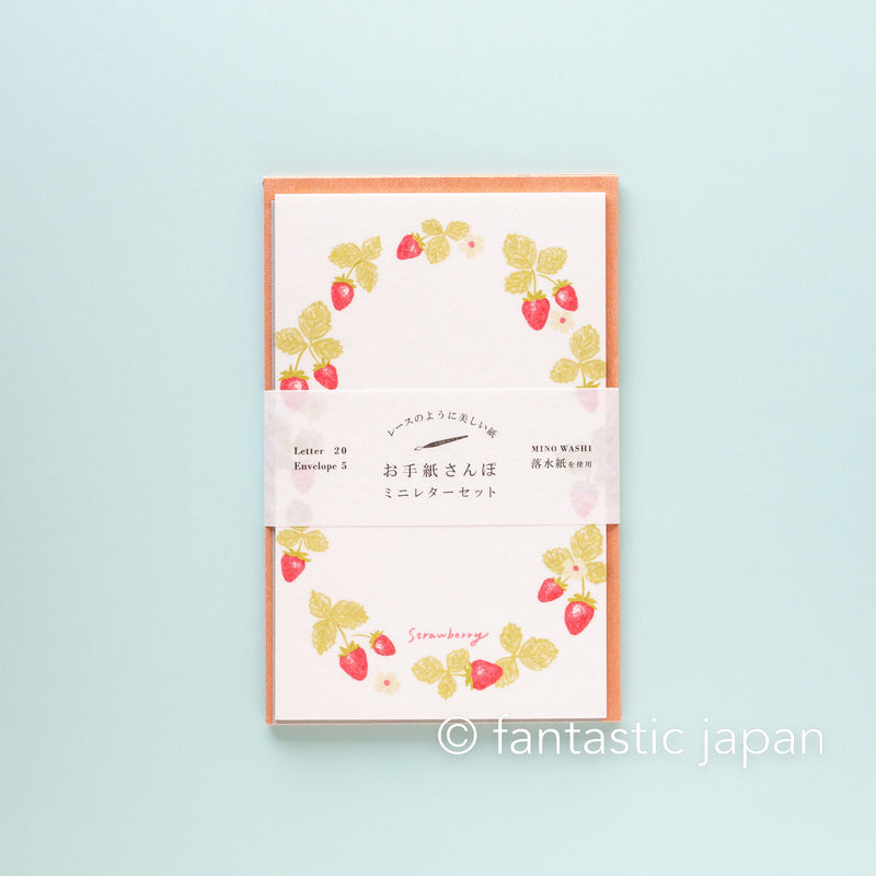 Washi mini letter set -osanpo "Strawberry wreath"-