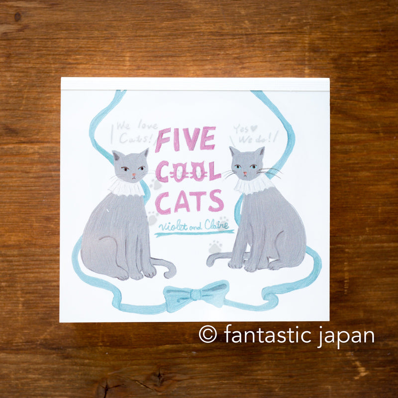 Block memo pad -FIVE COOL CATS- by Violet and Claire / cozyca products