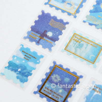 Washi flake stickers -postage stamp "in blue"-