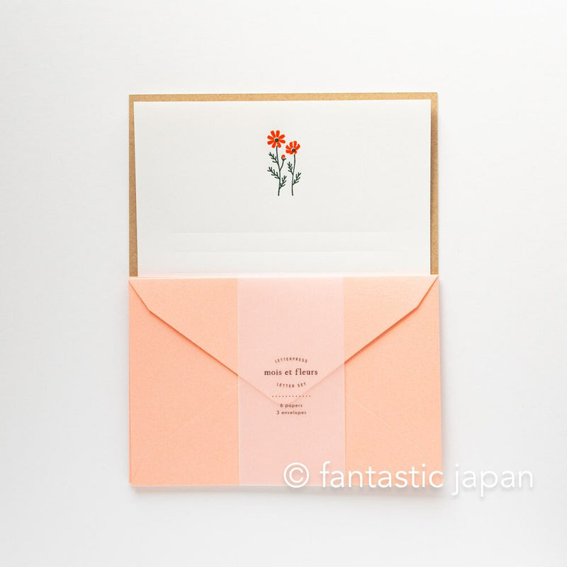 Letterpress letter set / mois et fleurs -cosmos- by EL COMMUN