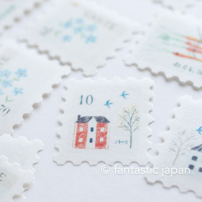 YOHAKU flake sticker - letters- / postage stamp sticker / F-002