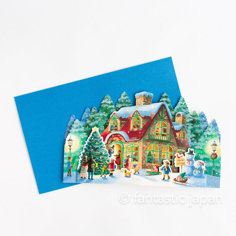 Christmas pop-up card -Holy night in the forest house-
