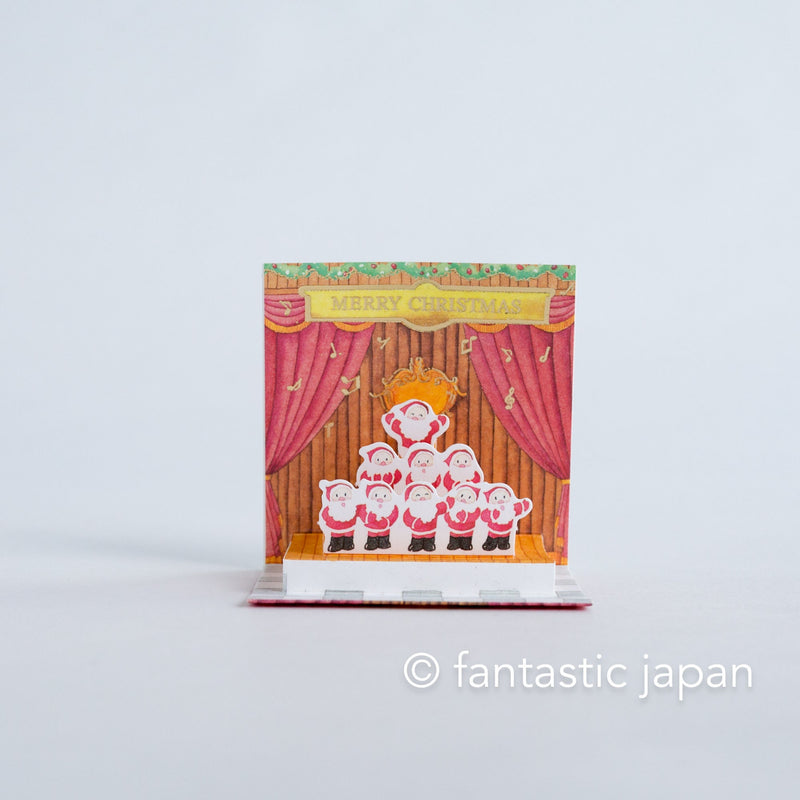 Christmas tiny pop up card -mini mini Santa Clauses Choir-