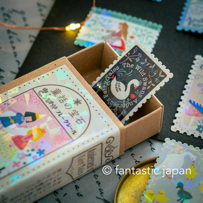 Postage flake stickers in a match box -Andersen's Fairy Tales 1 -