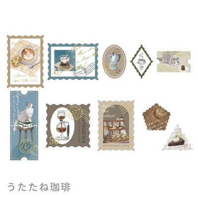 Q-LIA collage sticker / Kitterie -cozy coffeel time-