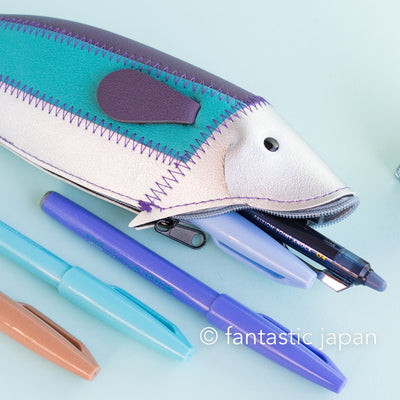 Fish Pen Case -Silver & Blue-