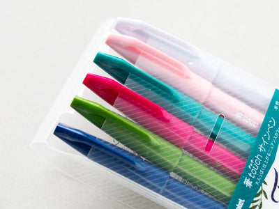 Pentel Fude Touch Brush Sign Pen, Japanese Pen, - Set of 6 Smoky color-
