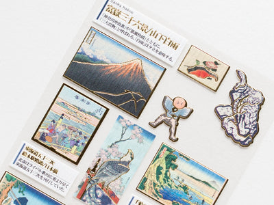 Gold foil visual collection sticker " Ukiyoe -Hokusai- " / Japanese Sticker by Kamio Japan / made in Japan
