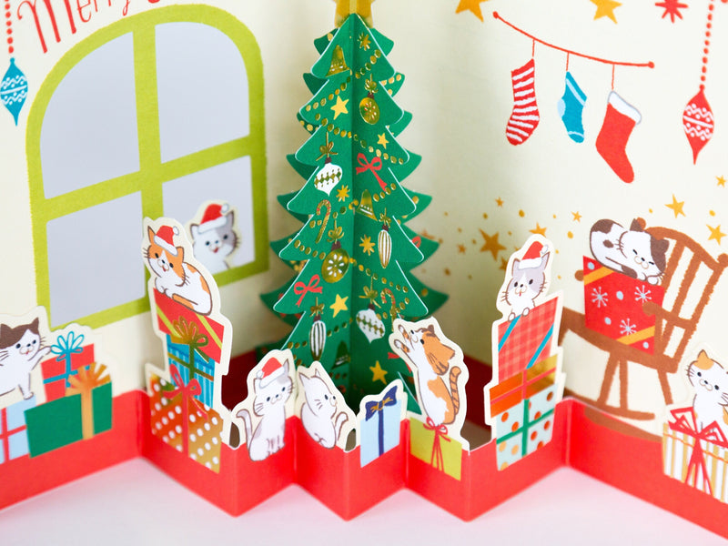 Christmas card "Cats House -house with a window-"  / NEKO NEKO NEKO / Cat Holiday card /Hallmark greeting card / japanese stationery