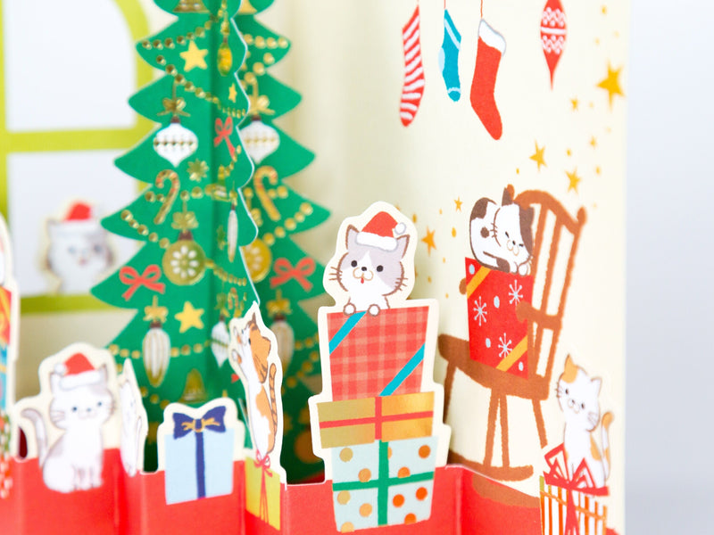 Christmas card "Cats House -house with a window-"  / NEKO NEKO NEKO / Cat Holiday card /Hallmark greeting card / japanese stationery