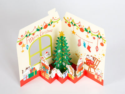 Christmas card "Cats House -house with a window-"  / NEKO NEKO NEKO / Cat Holiday card /Hallmark greeting card / japanese stationery