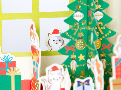 Christmas card "Cats House -house with a window-"  / NEKO NEKO NEKO / Cat Holiday card /Hallmark greeting card / japanese stationery