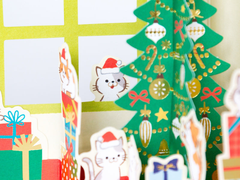 Christmas card "Cats House -house with a window-"  / NEKO NEKO NEKO / Cat Holiday card /Hallmark greeting card / japanese stationery