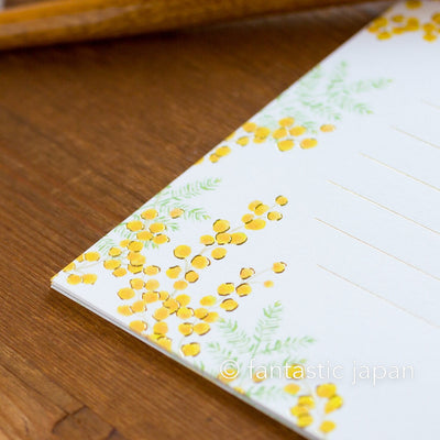 Gold foiled Letter Writing set -Polite letters "mimosa"- by Tsutsumu company limited