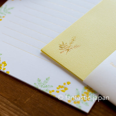 Gold foiled Letter Writing set -Polite letters "mimosa"- by Tsutsumu company limited