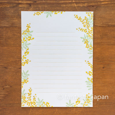 Gold foiled Letter Writing set -Polite letters "mimosa"- by Tsutsumu company limited