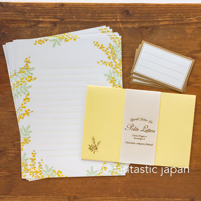 Gold foiled Letter Writing set -Polite letters "mimosa"- by Tsutsumu company limited