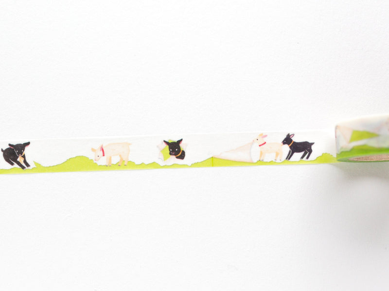 Mind Wave Masking Tape -goats on white paper- / cosmos washi tape / made in Japan /