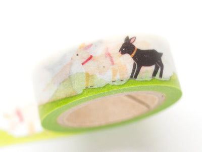 Mind Wave Masking Tape -goats on white paper- / cosmos washi tape / made in Japan /
