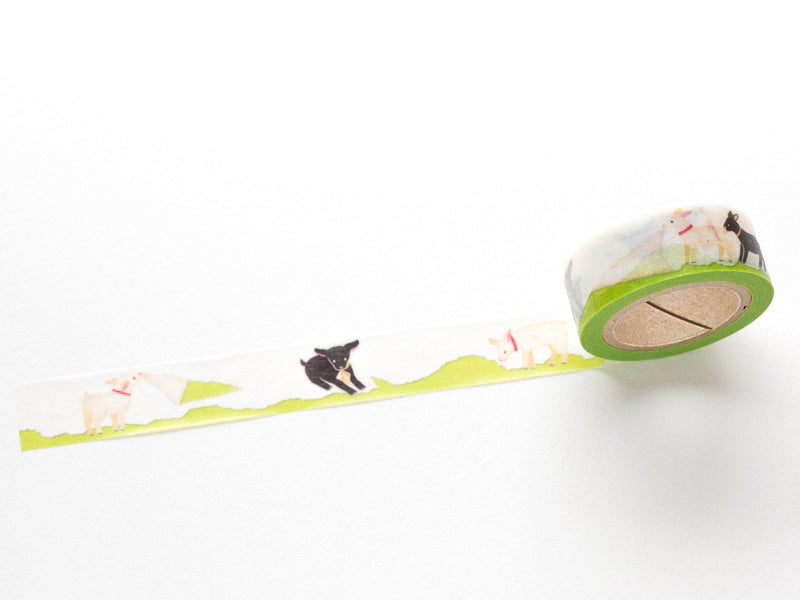 Mind Wave Masking Tape -goats on white paper- / cosmos washi tape / made in Japan /