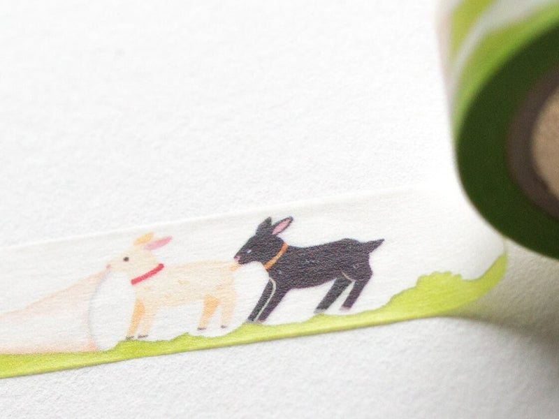 Mind Wave Masking Tape -goats on white paper- / cosmos washi tape / made in Japan /