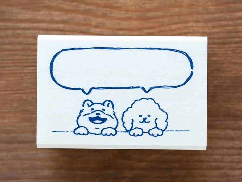 Wooden rubber stamp -the buddy of masking tapes -puppies- / maste no aibo / BEVERLY stamp / made in japan