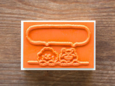 Wooden rubber stamp -the buddy of masking tapes -puppies- / maste no aibo / BEVERLY stamp / made in japan