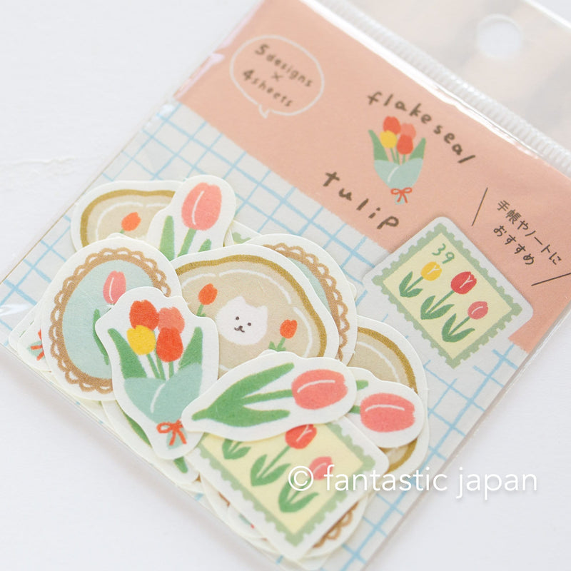 Washi flake stickers -tulip-
