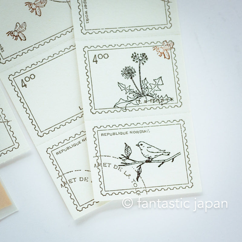 Hütte paper works / Letterpress Perforated Label book -vintage stamps-