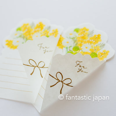 Flower bouquet letter -gentle mimosa- only letter papers, no envelopes