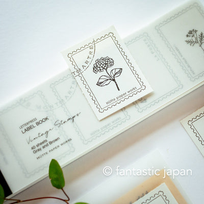 Hütte paper works / Letterpress Perforated Label book -vintage stamps-
