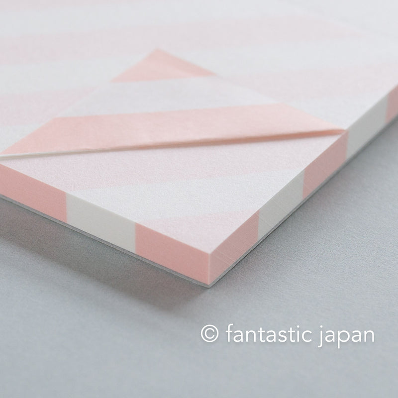 mizushima Perforated Memo Pad / polka dots and stripes -pink 02-