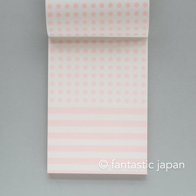 mizushima Perforated Memo Pad / polka dots and stripes -pink 01-