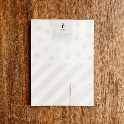 mizushima Perforated Memo Pad / polka dots and stripes -grey 02-