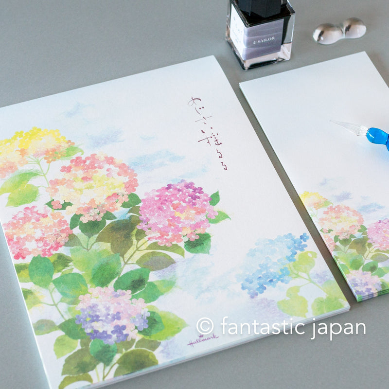 Hallmark Writing Letter Pad and Envelopes -Hydrangea- / Nihon hallmark product /