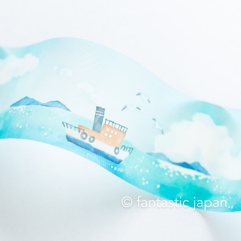 PET film tape / Clear tape -boat- /  mind wave /