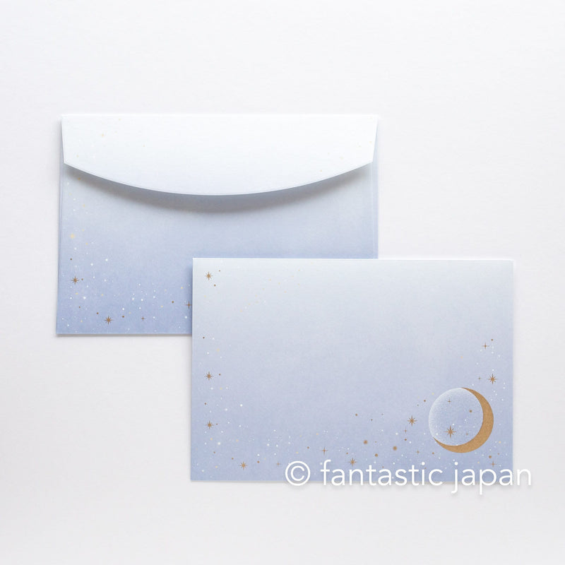 Japanese Washi Writing Letter Pad and Envelopes -Lueur doré Étoile-