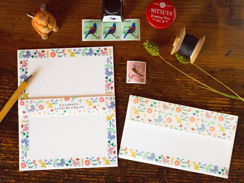 Japanese Writing Letter Set -KUSAMURA- by Aiko Fukawa/ Mino Washi / cozyca products/ Japanese washi paper letter set /made in Japan