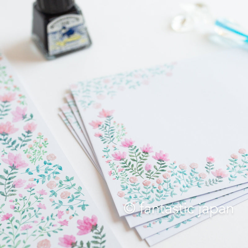Hallmark Writing Letter Pad and Envelopes -Sweet Pink- / Nihon hallmark product / Illustrated by Miho Okazaki /